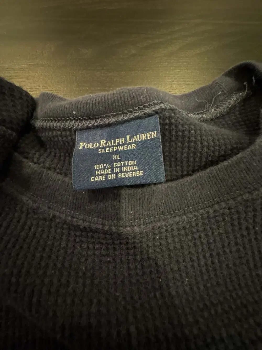 Ralph Lauren Sleepwear Waffle Knit Thermal Long Sleeve Crew Neck Tee XL Navy